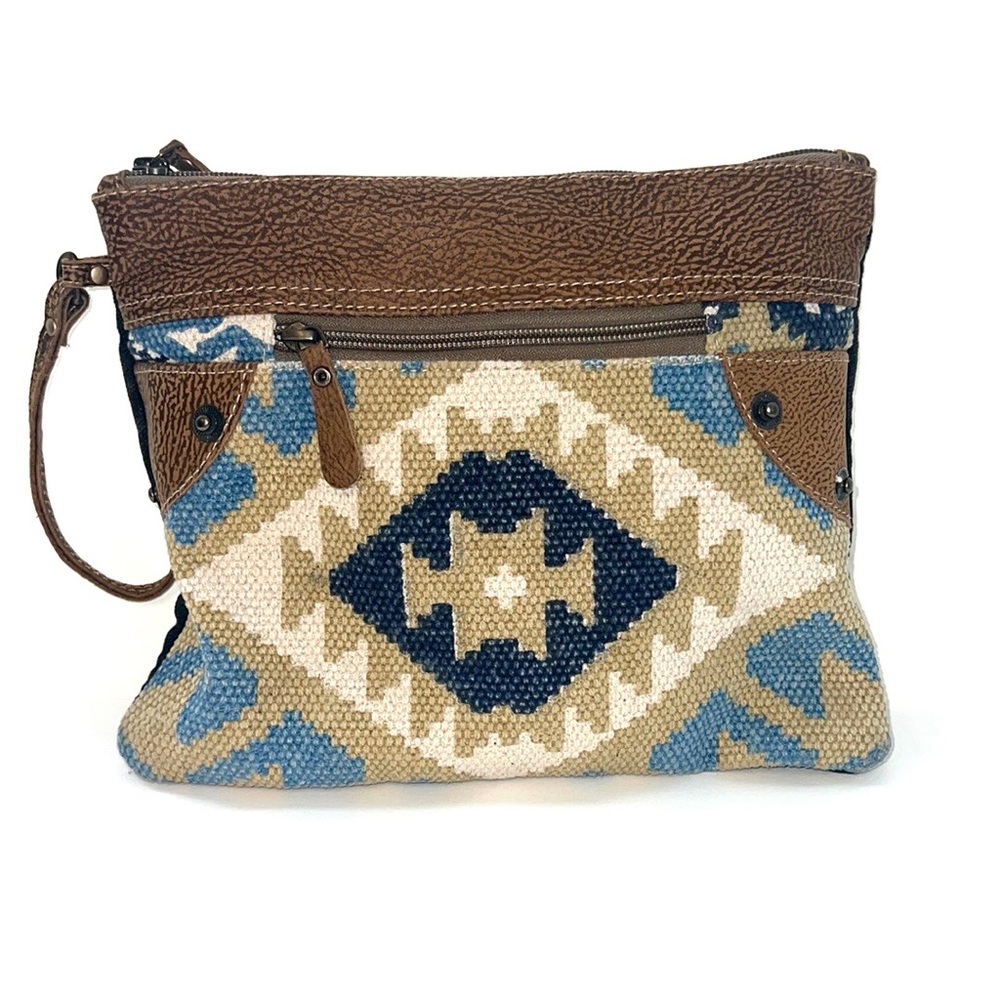 Myra Clutch Clutch/Pouch  Rugged Look Composition of Rug Design & Leathe…